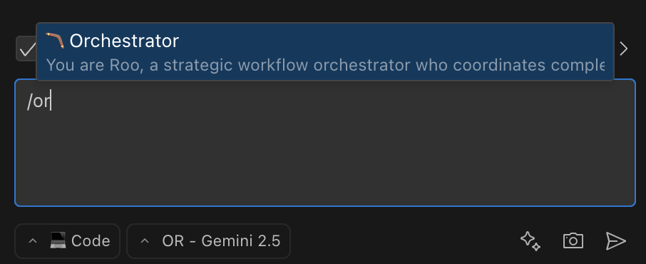 Using slash commands to switch modes